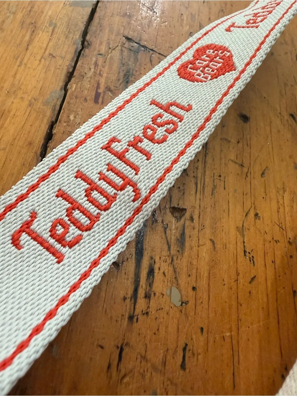 Care Bears TeddyFresh Logo Woven Strap in Cream and Red Rare